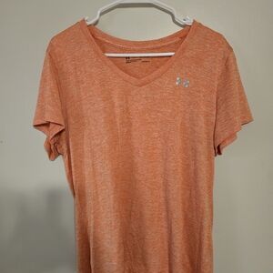 Under Armour Womens Heathered Orange V-Neck Tee